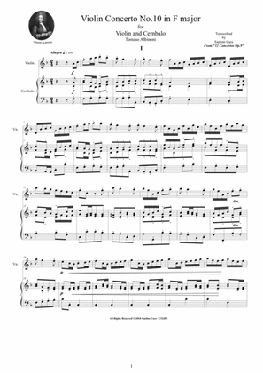 Albinoni - Violin Concerto No.10 in F major Op.9 for Violin and Cembalo (or Piano)