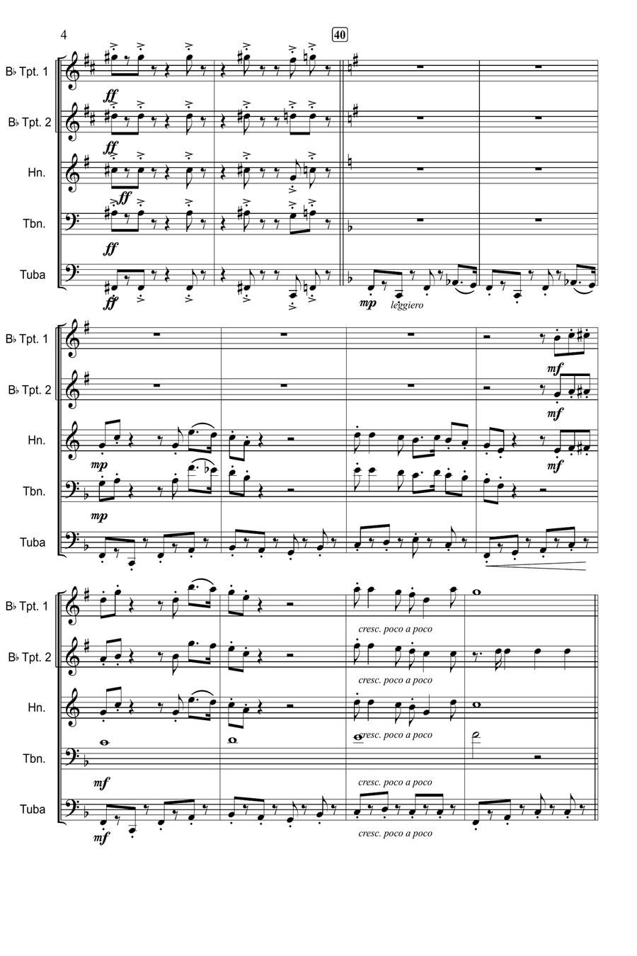 The Great Escape March Brass Quintet scores gallery preview page 5
