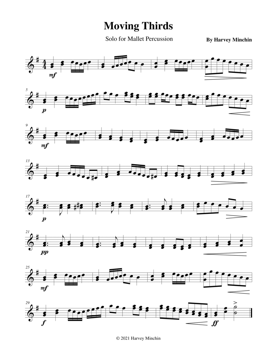 Moving Thirds for Solo Mallet Percussion image number null