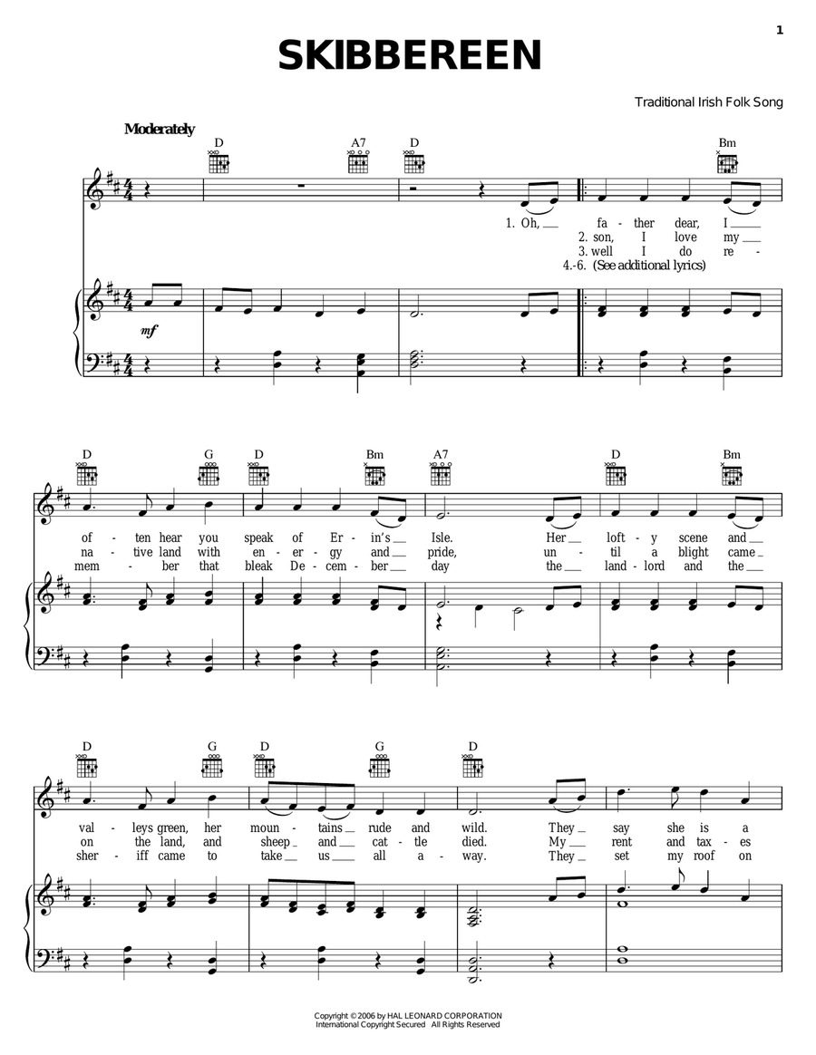 Skibbereen Piano, Vocal, Guitar scores gallery preview page 1