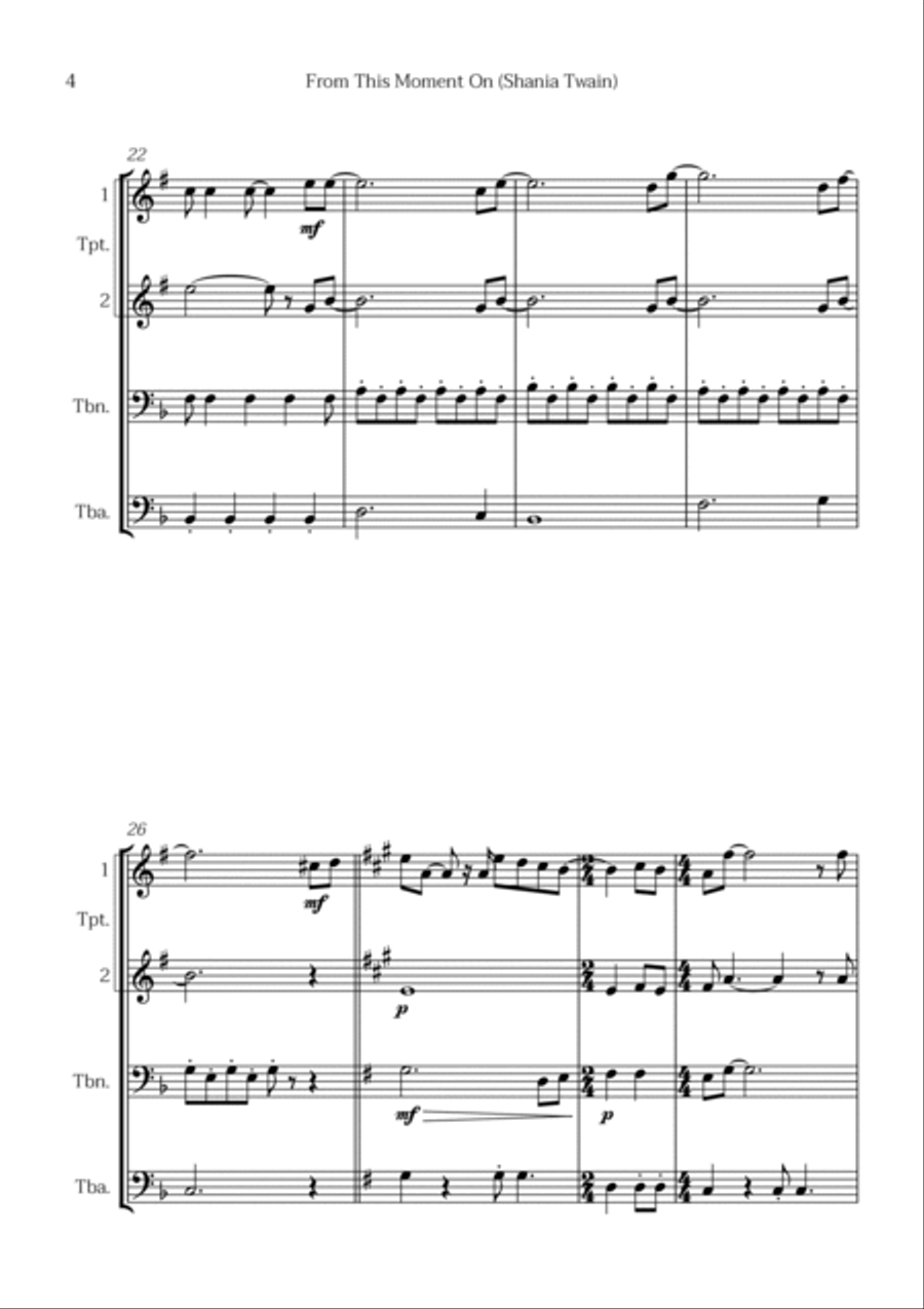 From This Moment On Brass Quartet scores gallery preview page 4