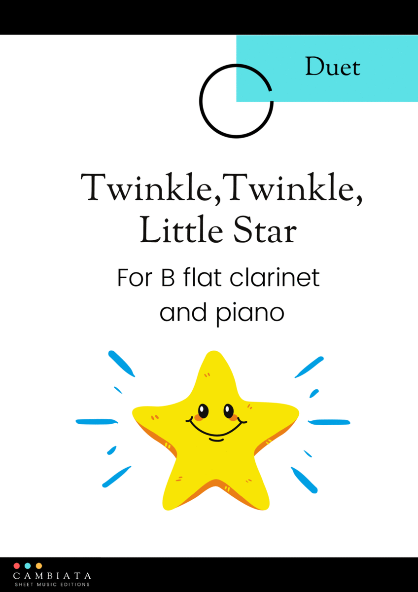 Twinkle,Twinkle, Little Star - For B flat clarinet (solo) and piano (Easy/Beginner) image number null