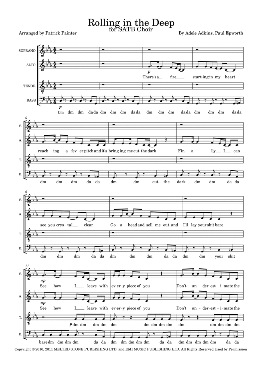 Rolling In The Deep Rolling In The Deep Divisi scores gallery preview page 1
