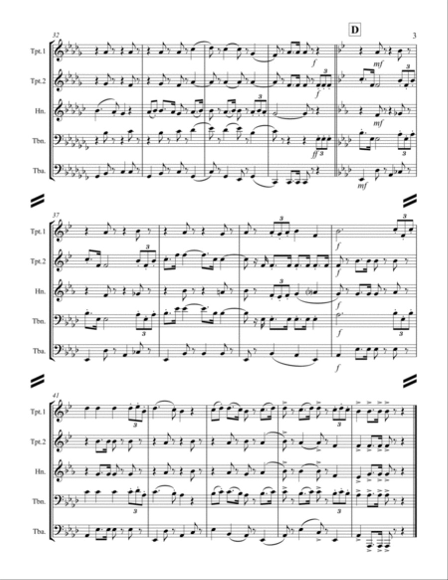 March – Aida March (excerpt from Triumphal March) (for Brass Quintet) Brass Quintet scores gallery preview page 4