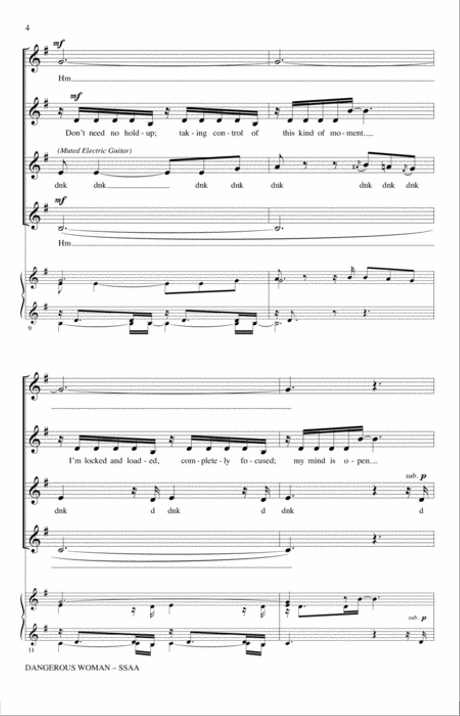 Dangerous Woman (arr. Deke Sharon) SSAA scores gallery preview page 3