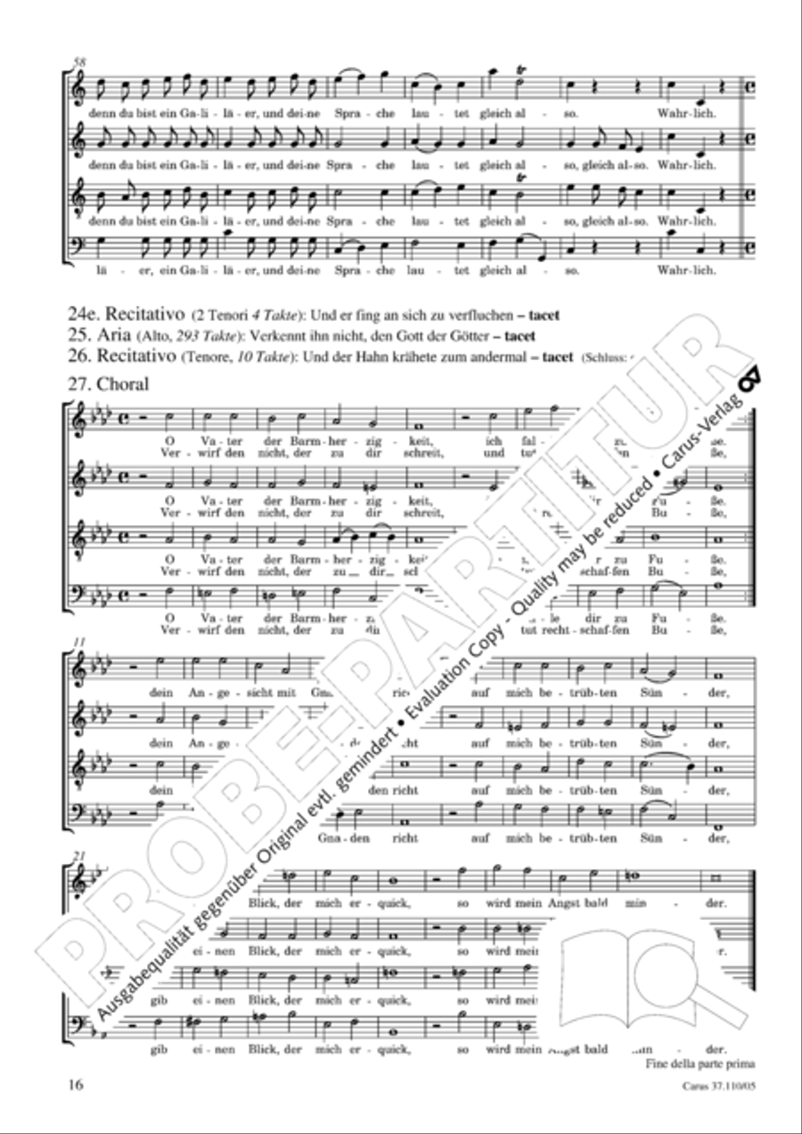 Markuspassion. Werkausgabe Reihe 1, Bd. 7 (Homilius) 4-Part scores gallery preview page 17