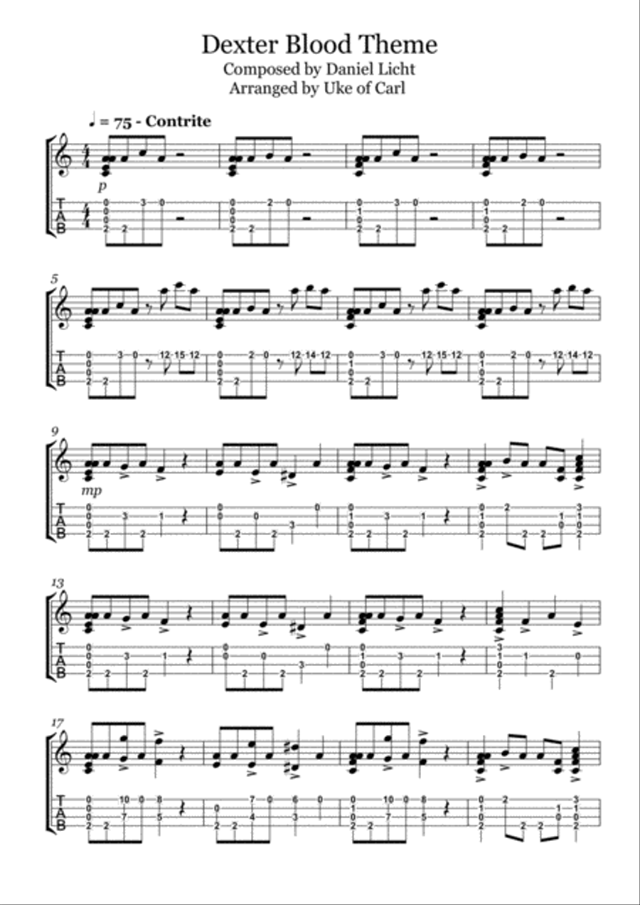 Blood Theme Blood Theme Ukulele scores gallery preview page 1