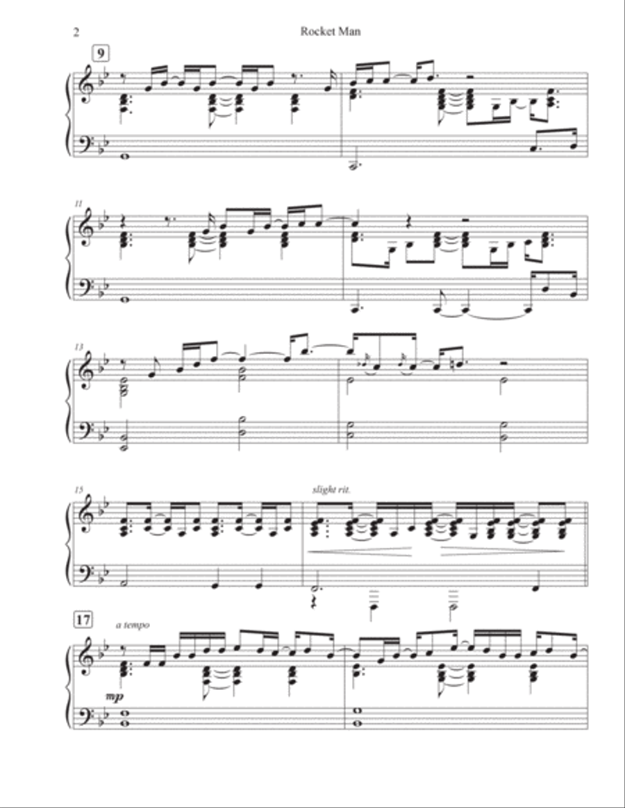 Rocket Man (i Think It's Gonna Be A Long Long Time) Piano Solo scores gallery preview page 2