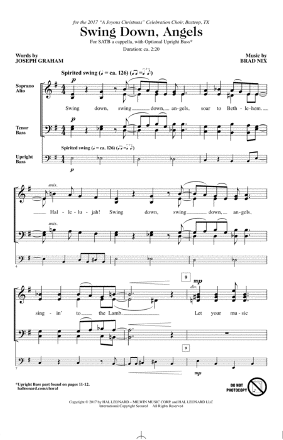 Swing Down, Angels Swing Down, Angels 4-Part scores gallery preview page 1