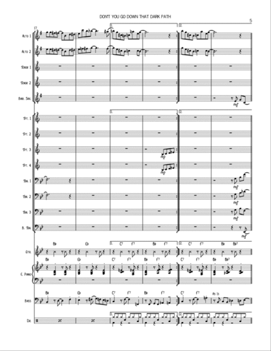 Don't You Go Down That Dark Path Jazz Ensemble scores gallery preview page 5