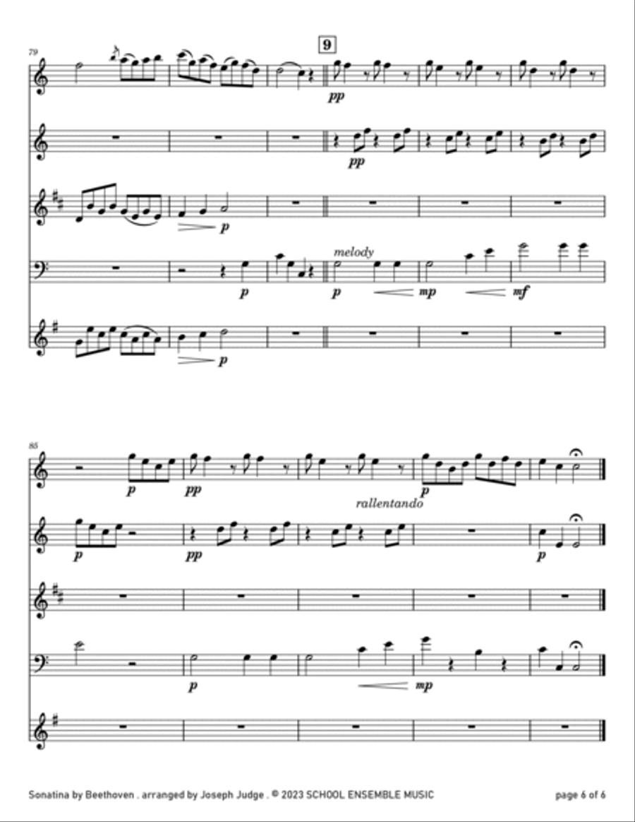 Sonatina by Beethoven for Woodwind Quartet in Schools Woodwind Quartet scores gallery preview page 6
