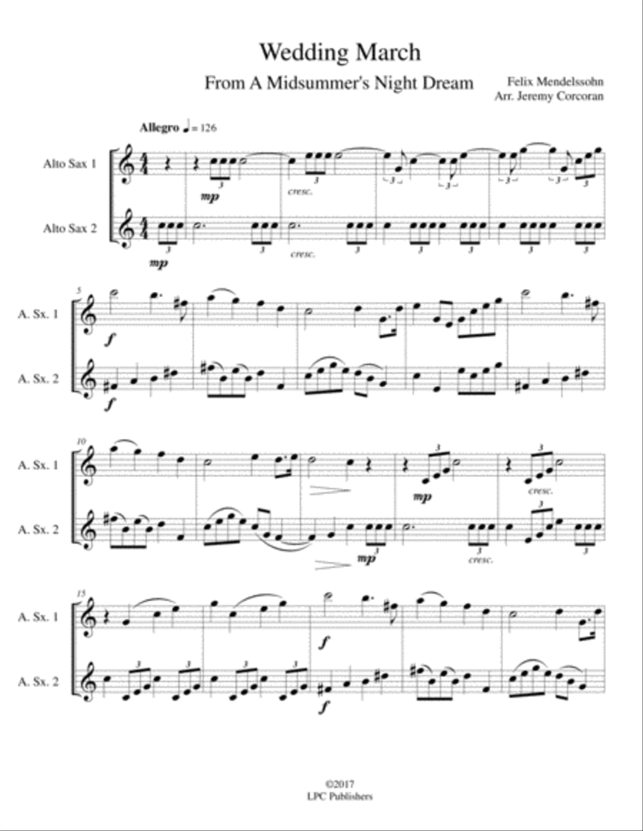 Wedding March from A Midsummer Night's Dream Woodwind Duet scores gallery preview page 2