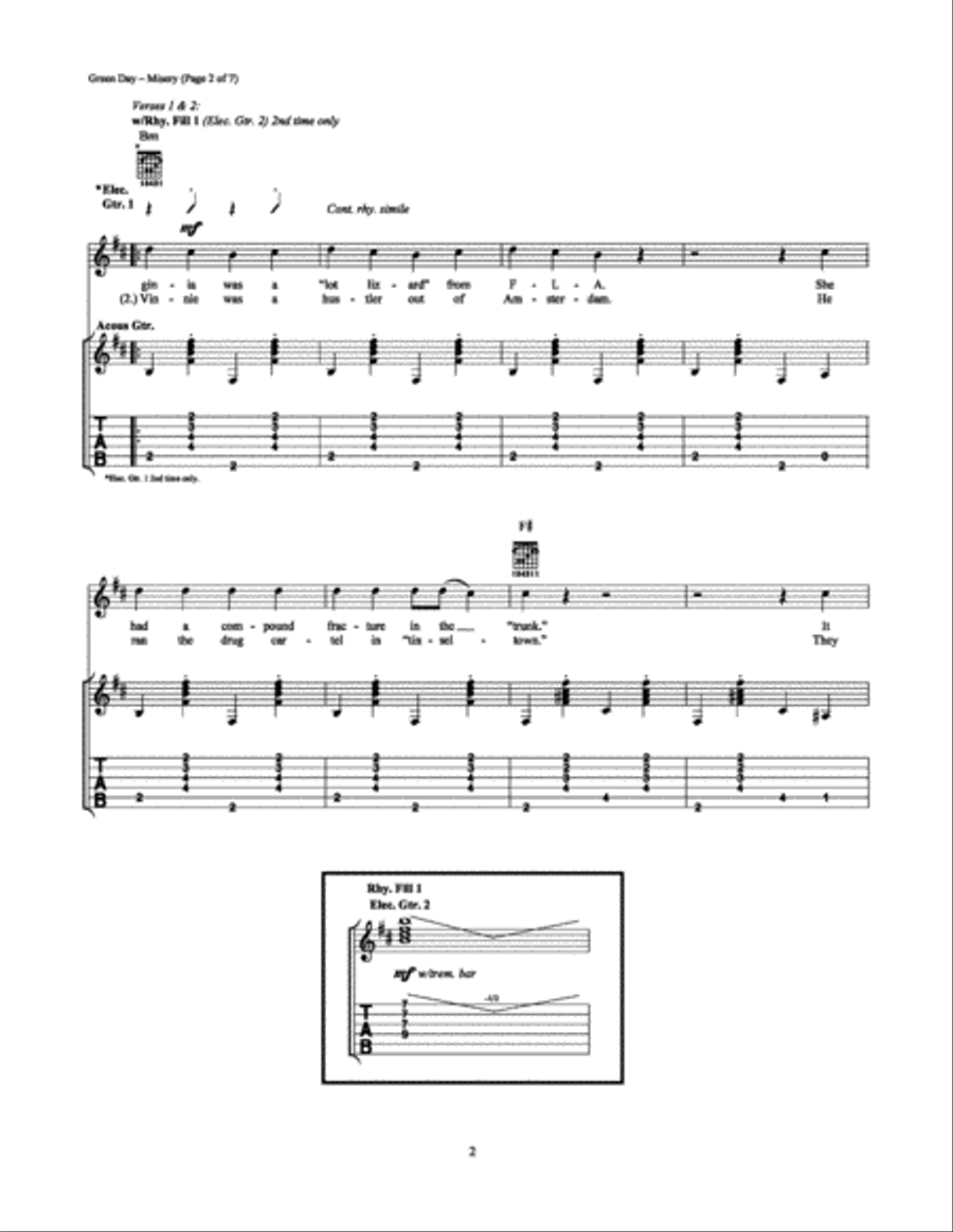 Misery Electric Guitar scores gallery preview page 2