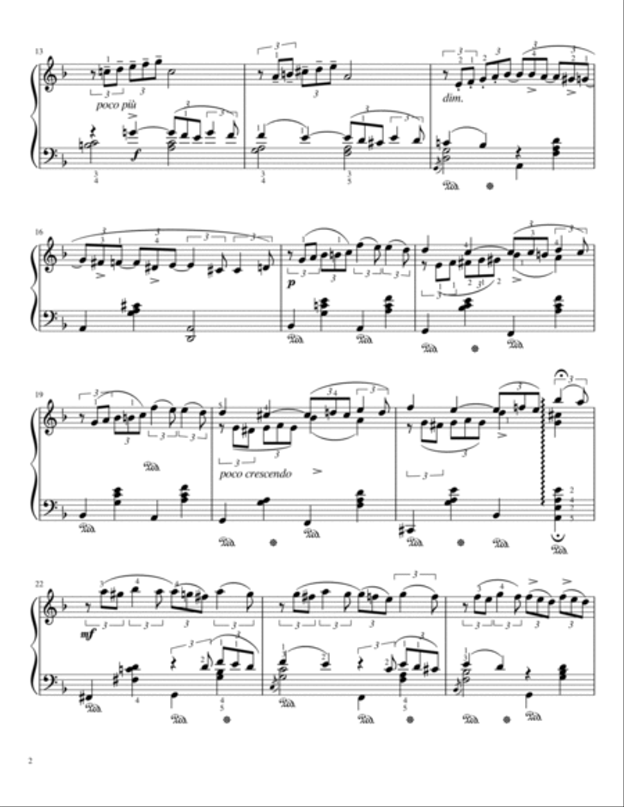 October - Autumn Song from Tchaikovsky's The Seasons - Op. 37a No. 10 - Original Piano Solo scores gallery preview page 2