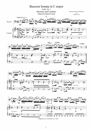 Fasch - Bassoon Sonata in C major FaWv Nc-1 for Bassoon and Cembalo (or Piano)