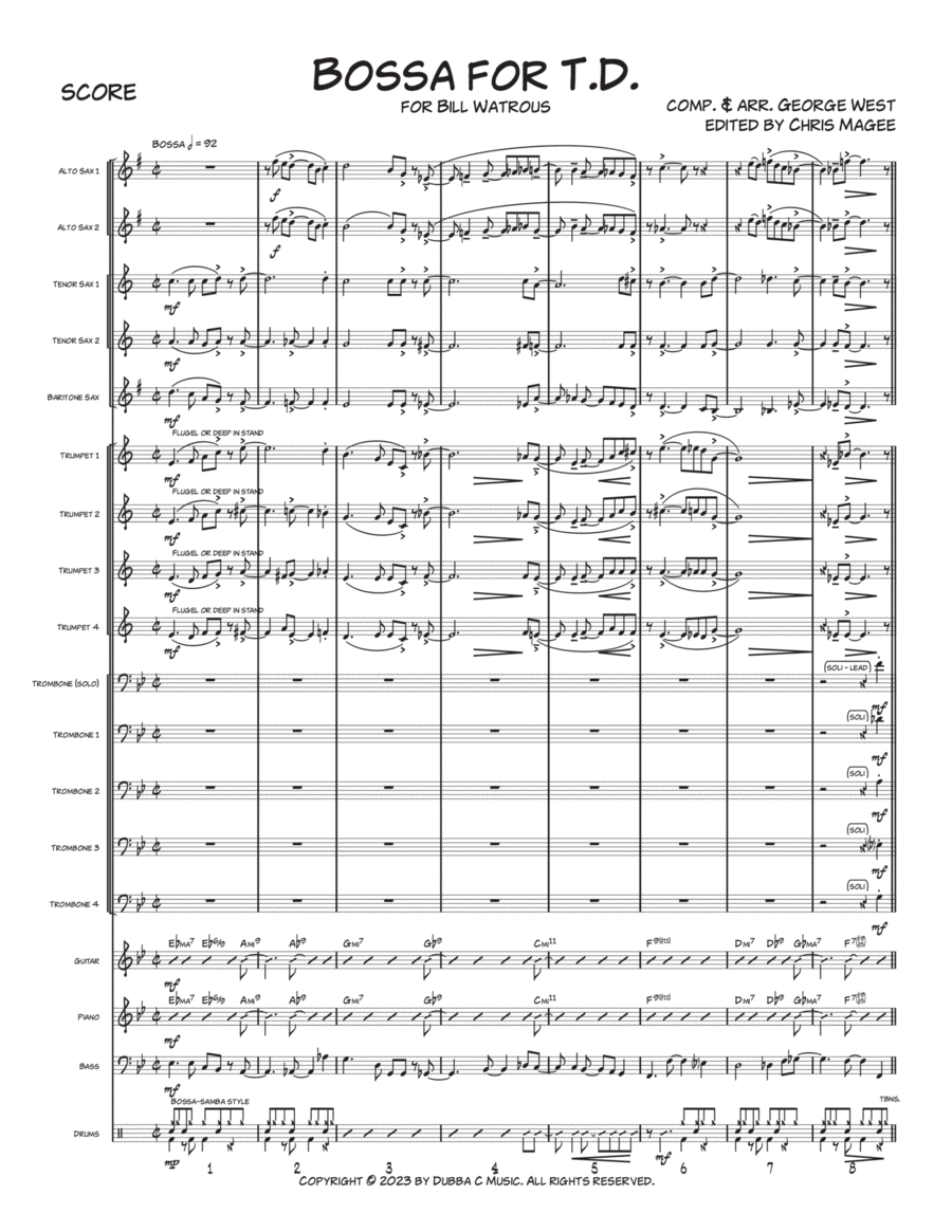 Bossa for T.D. Jazz Ensemble scores gallery preview page 1