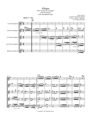 Allegro (from "Sonata for Trumpet") (Bb) (Saxophone Quintet - 2 Alto, 2 Tenor, 1 Bari) (Alto lead)