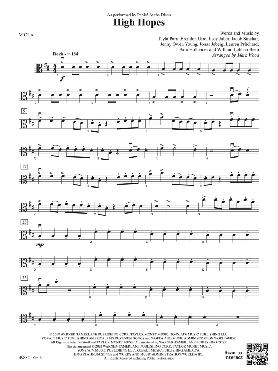 High Hopes: Viola - Grade 3 String Orchestra scores gallery preview page 1