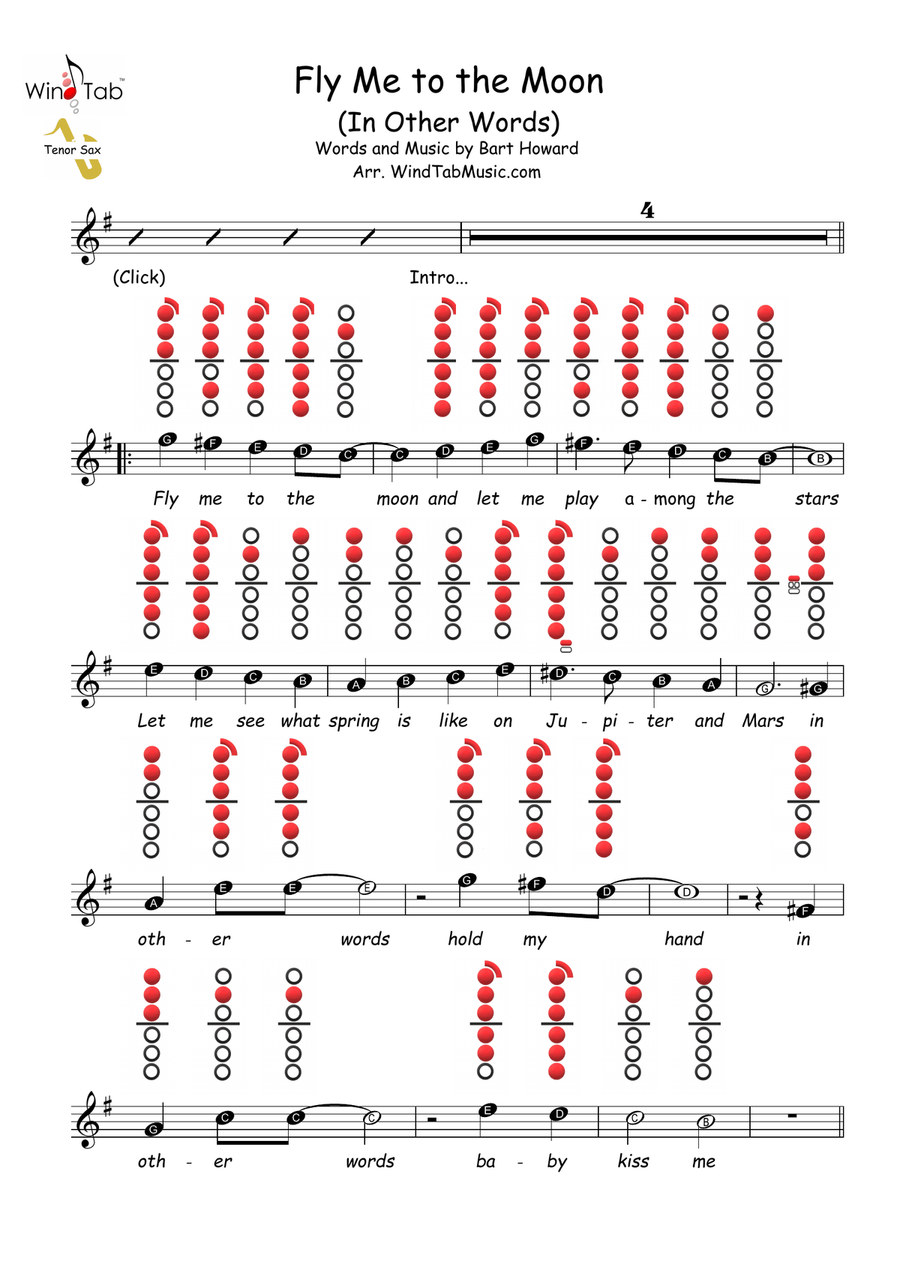 Fly Me To The Moon (in Other Words) Tenor Saxophone scores gallery preview page 3