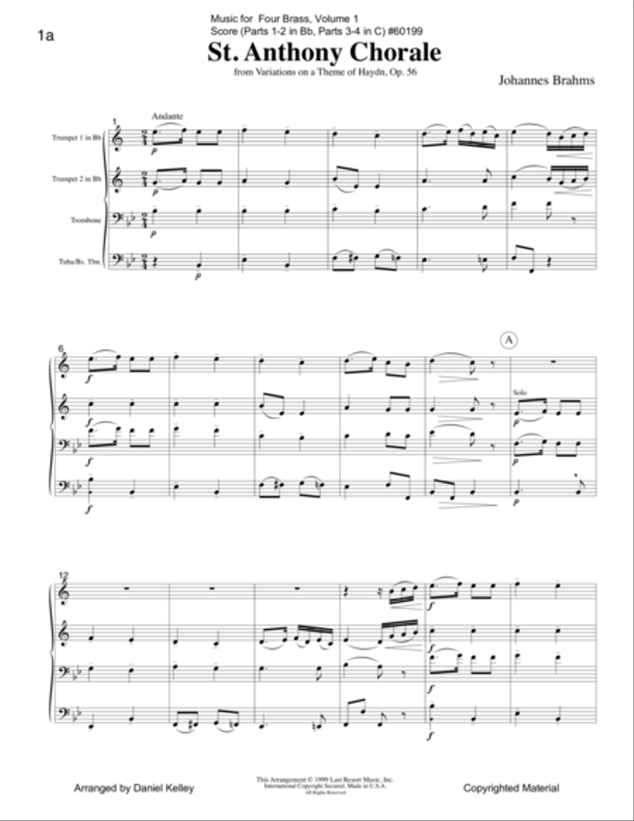 Music for Four Brass - Volume 1 - Score 60199