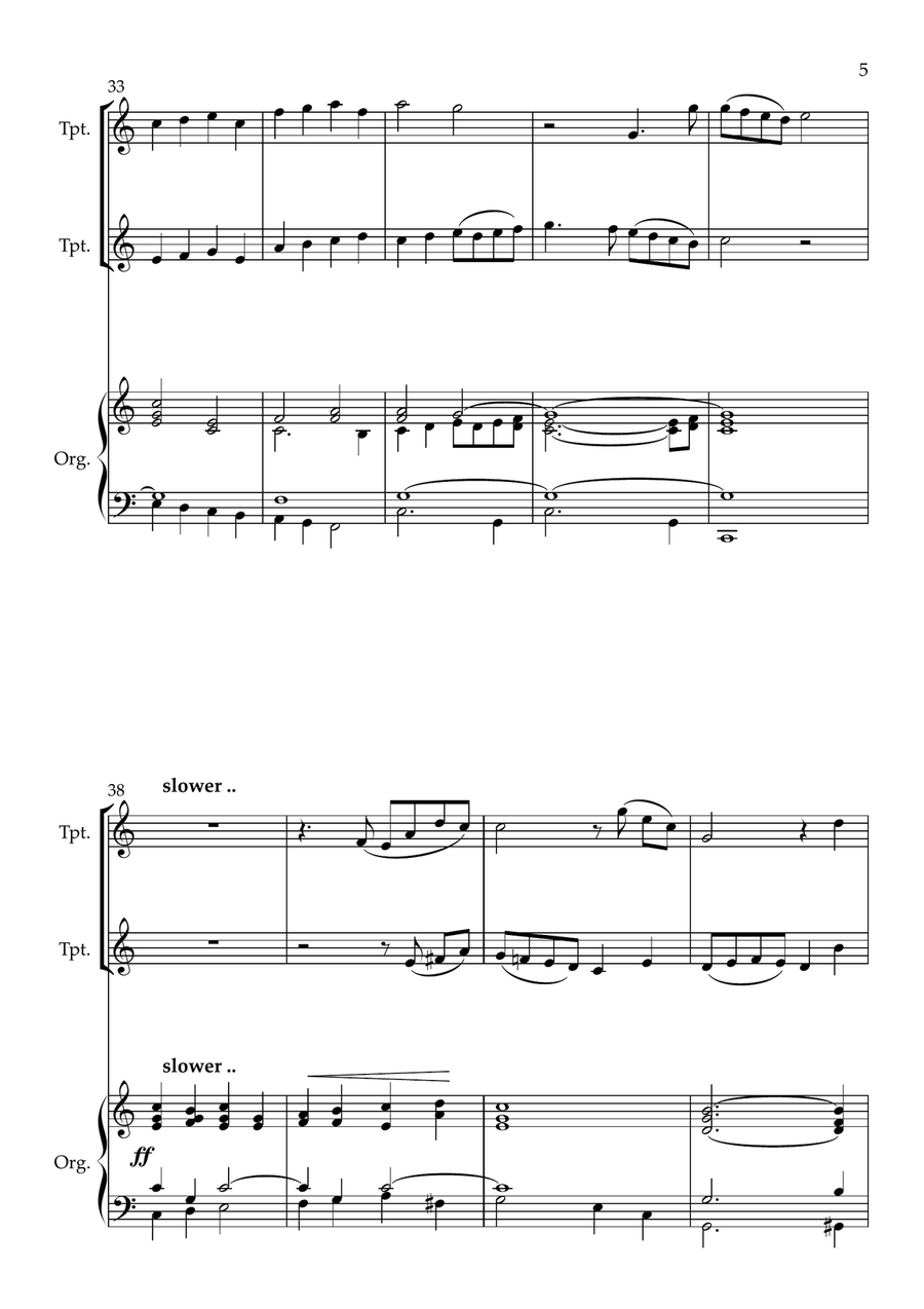 Christ The Lord Is Risen Today (Lyra Davidica), for Trumpet Duet and Organ Trumpet Duet scores gallery preview page 5