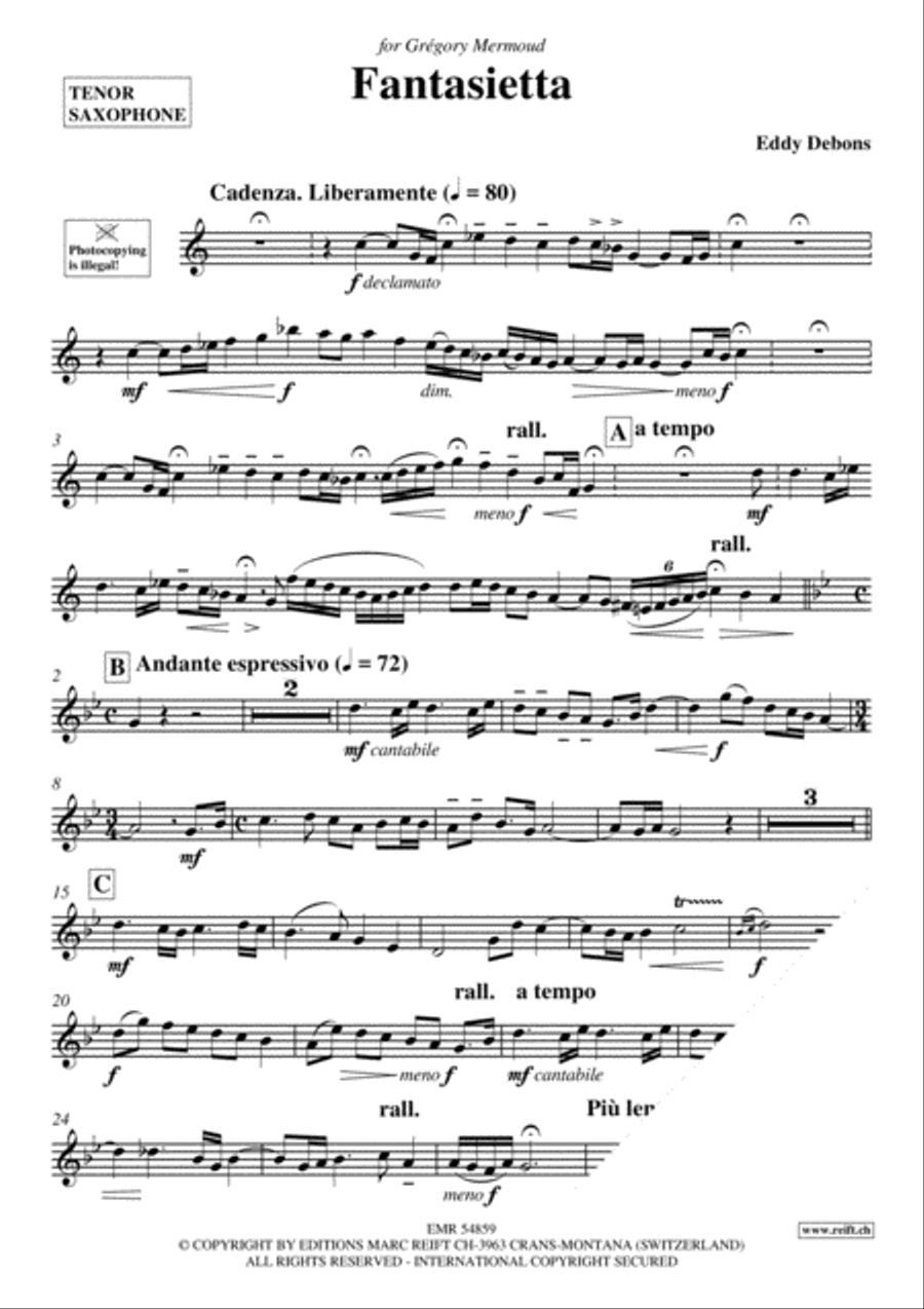Fantasietta Tenor Saxophone scores gallery preview page 3