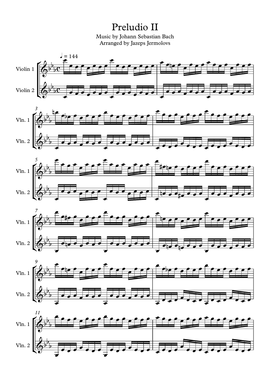 Prelude c minor for 2 violins String Duet scores gallery preview page 1