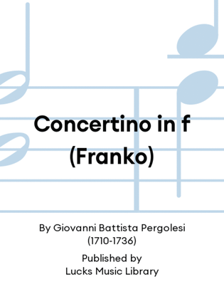 Book cover for Concertino in f (Franko)