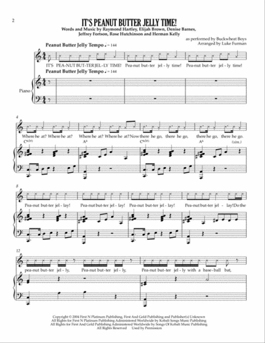 Peanut Butter Jelly Time Voice scores gallery preview page 2