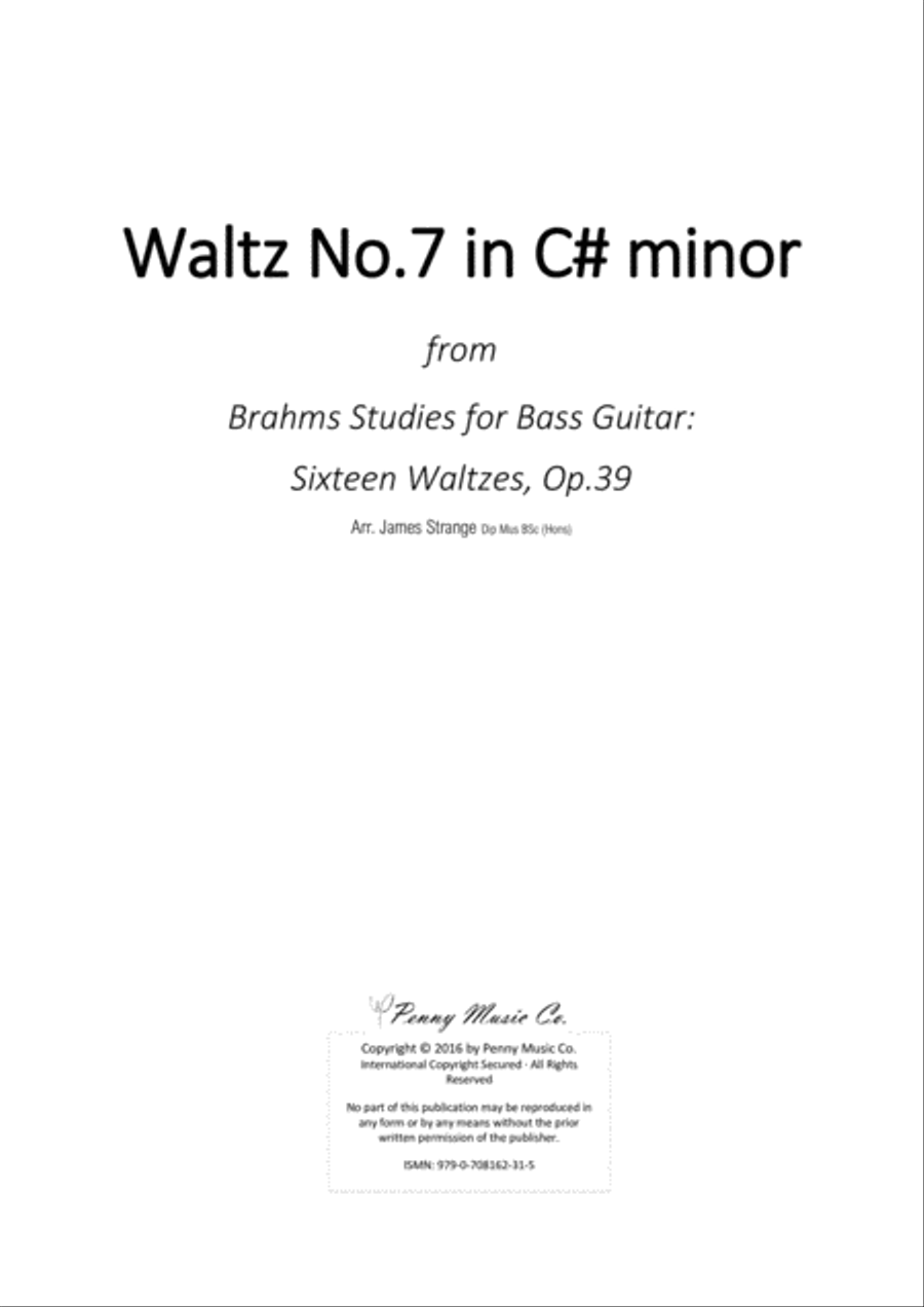 Brahms Waltz No.7 in C# minor for Bass Guitar