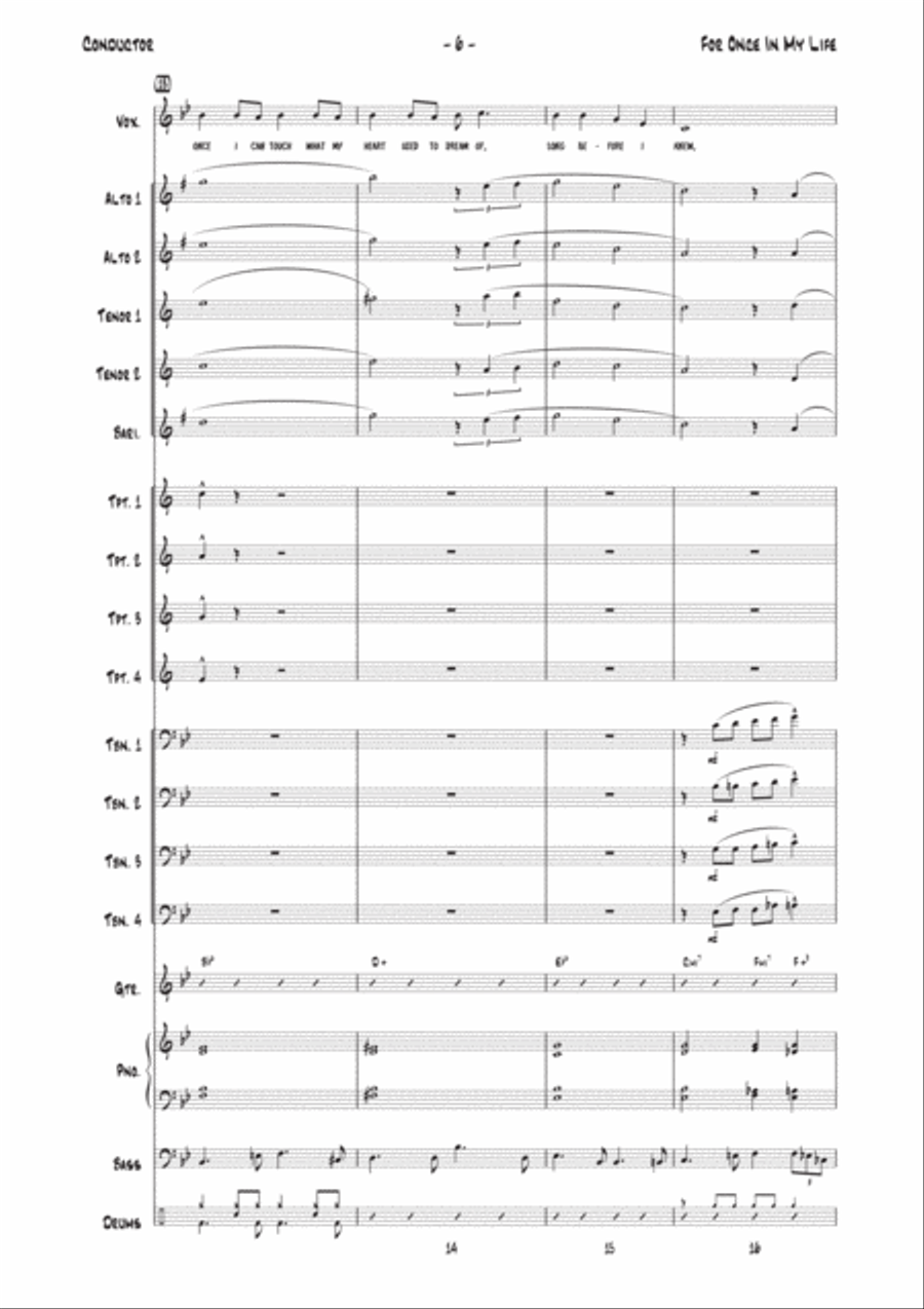 For Once In My Life Jazz Ensemble scores gallery preview page 6