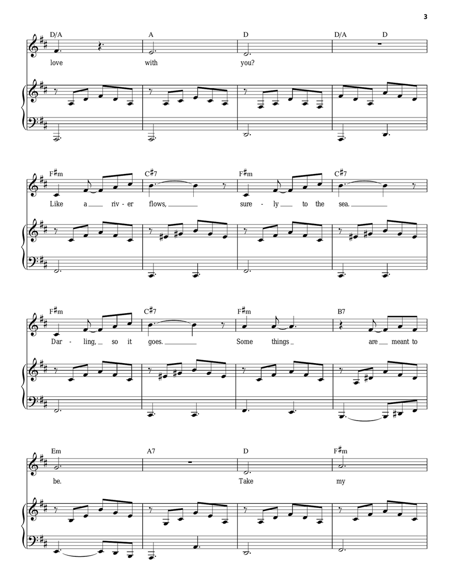 Can't Help Falling In Love Piano, Vocal scores gallery preview page 3