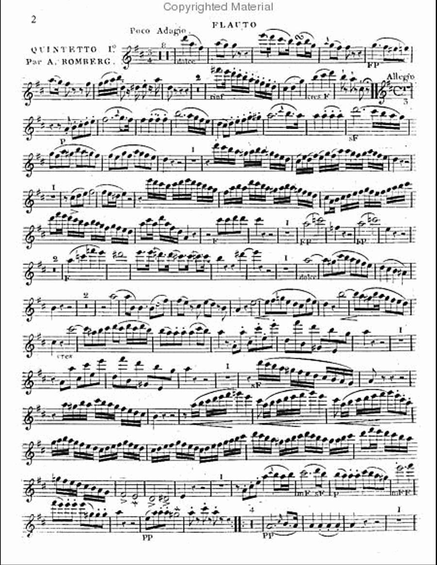 Quintet in D Major, Op 1, No. 1 Flute scores gallery preview page 2