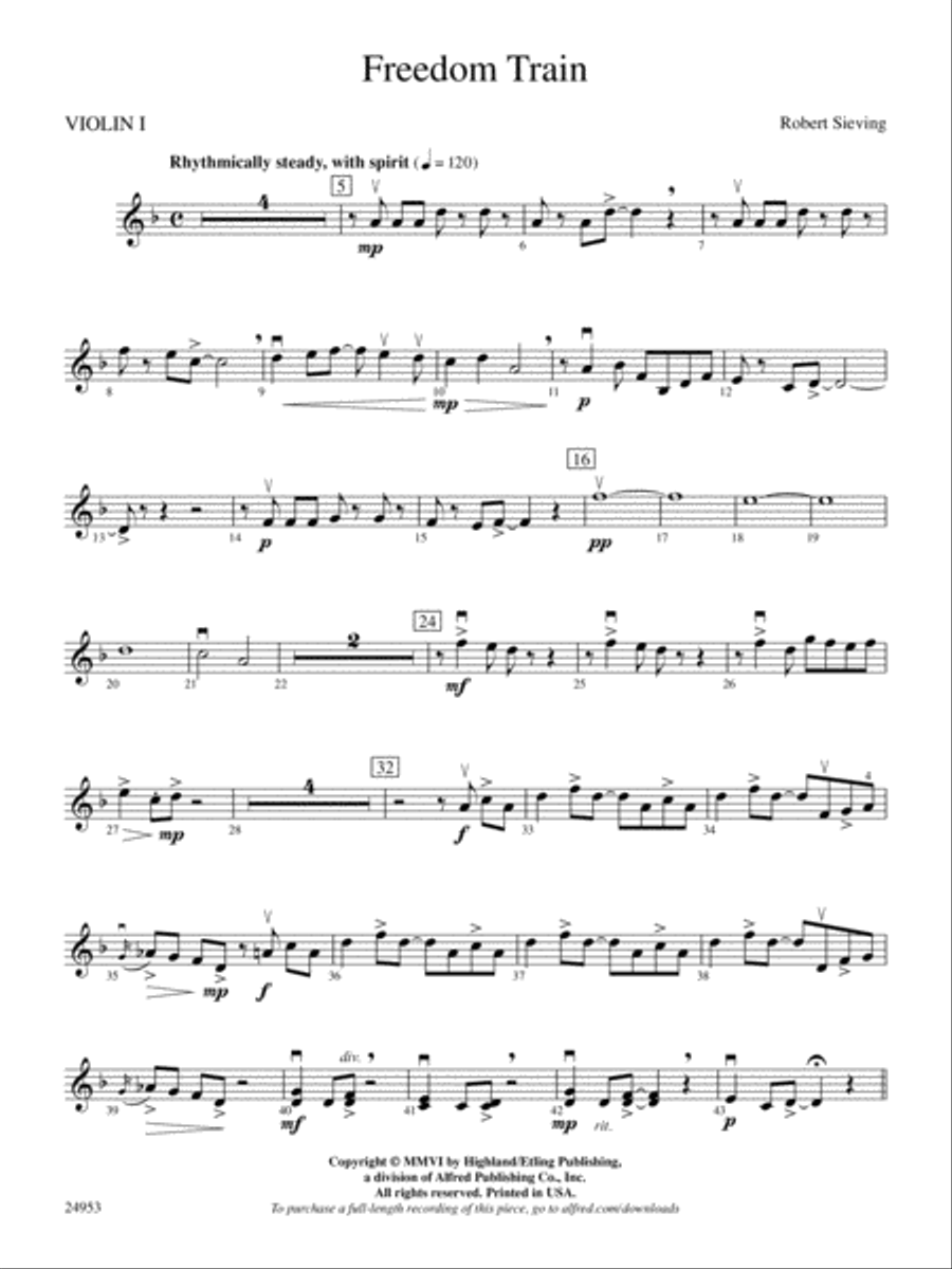 Freedom Train: 1st Violin String Orchestra scores gallery preview page 1
