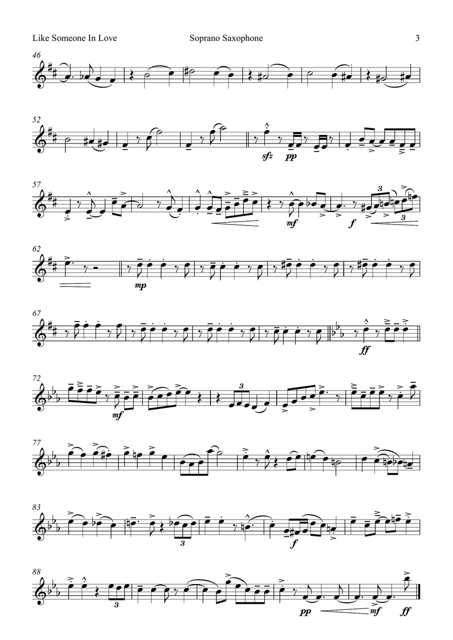 Like Someone In Love Saxophone Quartet scores gallery preview page 2