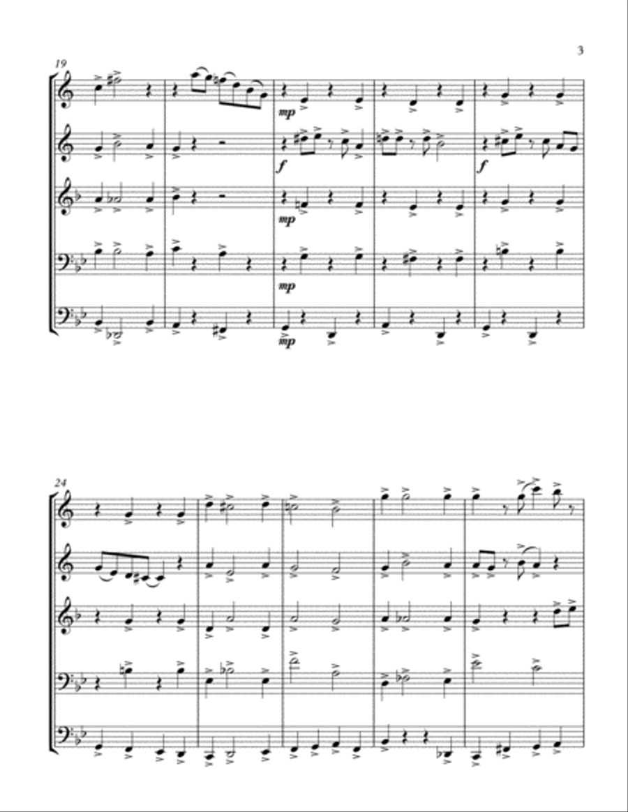 JELLY ROLL MORTON. BLACK BOTTOM STOMP . brass quintet .arrenged by KHUUSHAAN BATZAYA Brass Quintet scores gallery preview page 3