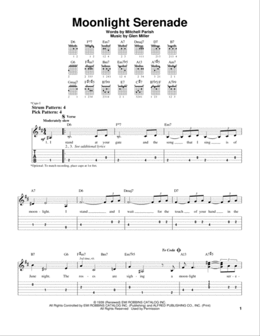 Moonlight Serenade Electric Guitar scores gallery preview page 1