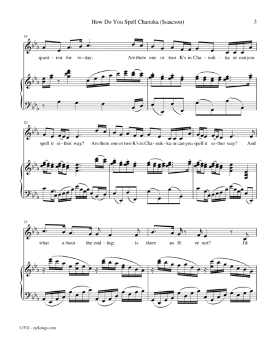 How Do You Spell Chanuka? Piano, Vocal, Guitar scores gallery preview page 3