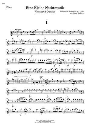 Eine Kleine Nachtmusik (1 mov.) - Woodwind Quartet (Individual Parts)