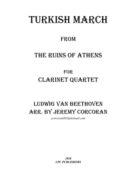 Turkish March from The Ruins of Athens for Clarinet Quartet image number null