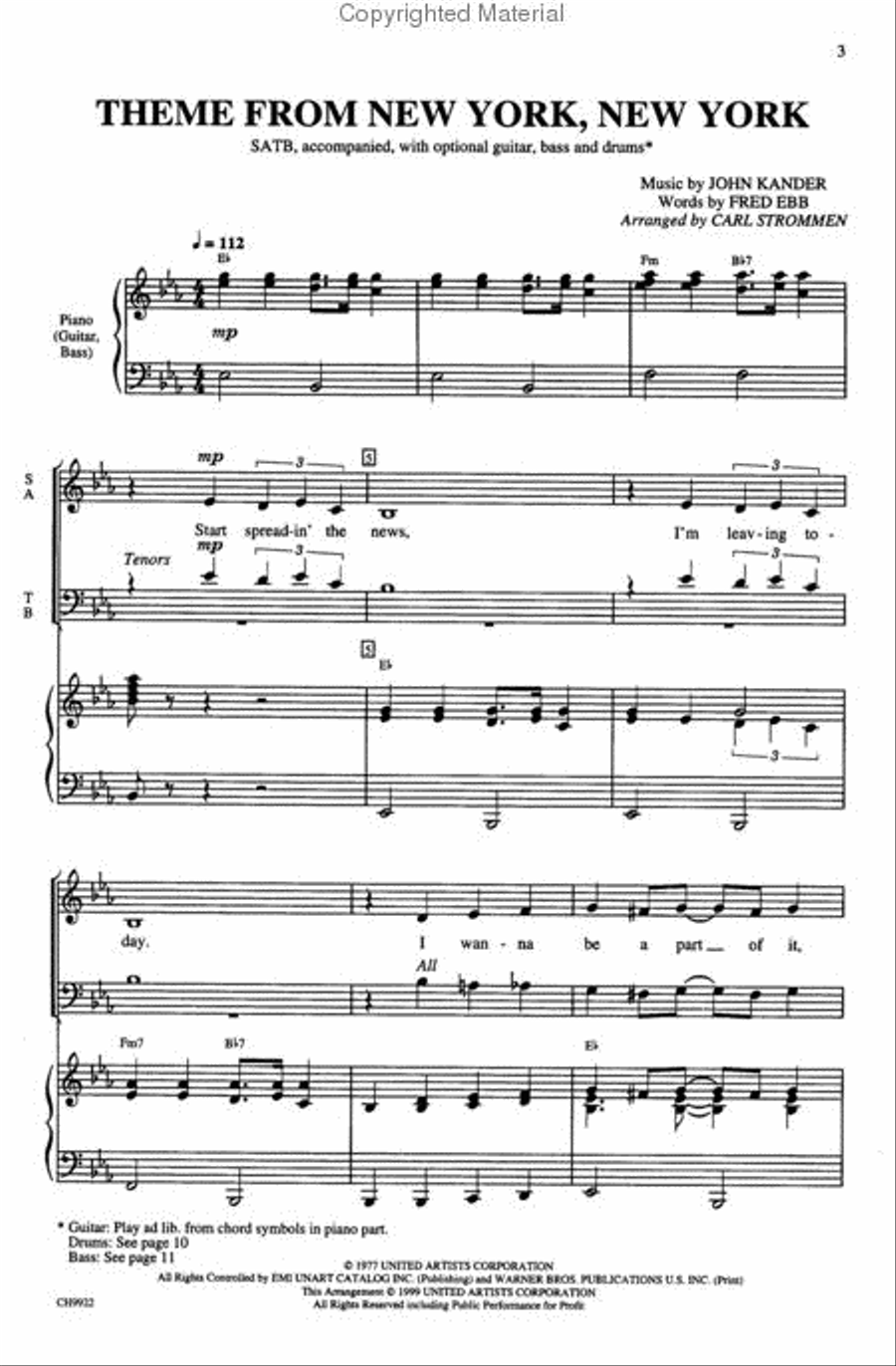 New York, New York, Theme from 4-Part scores gallery preview page 2