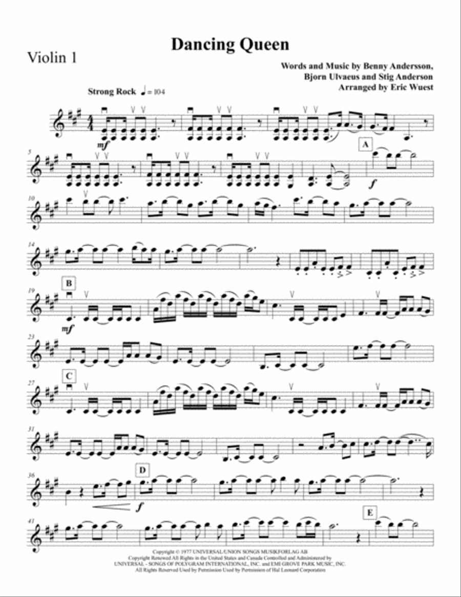 Dancing Queen Dancing Queen String Quartet scores gallery preview page 1