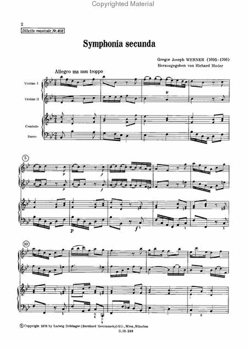Symphonia secunda B-Dur / Sonata secunda g-moll