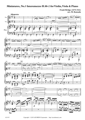 Miniatures, No.5 Interemzzo H.88-2 for Violin, Viola & Piano