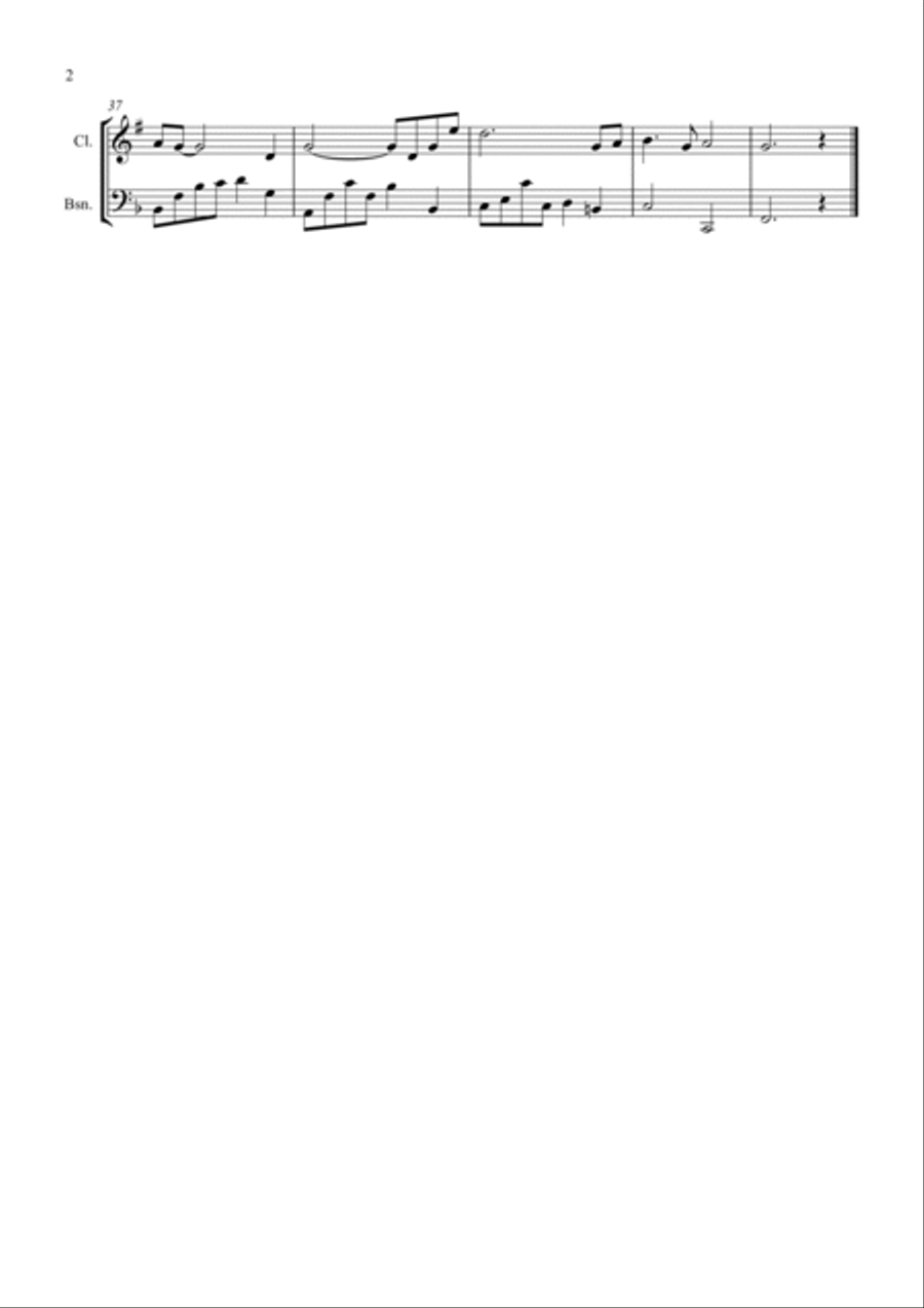 Shenandoah for Clarinet and Bassoon Woodwind Duet scores gallery preview page 2