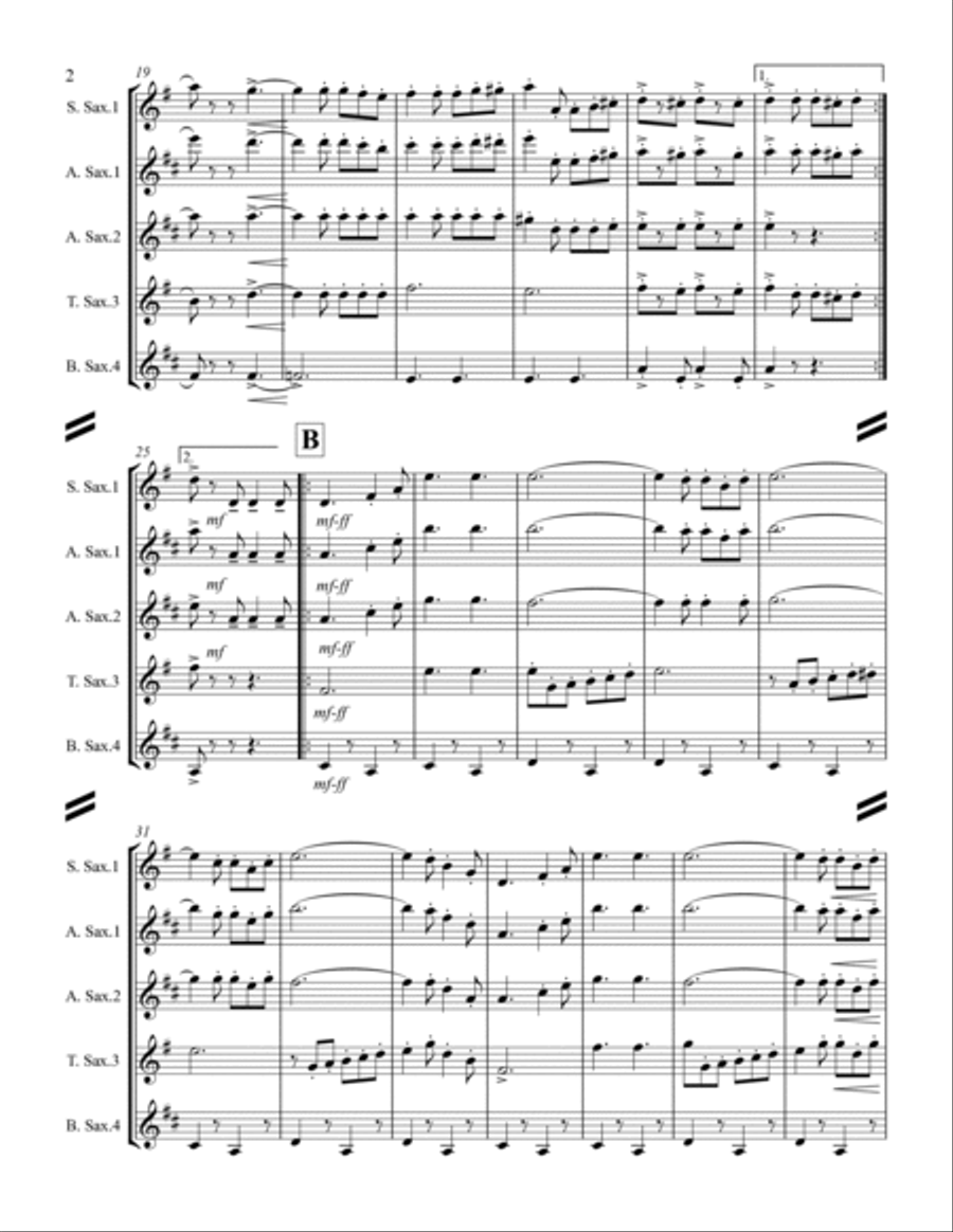 March - Washington Post March (for Saxophone Quartet SATB or AATB) Saxophone Quartet scores gallery preview page 3