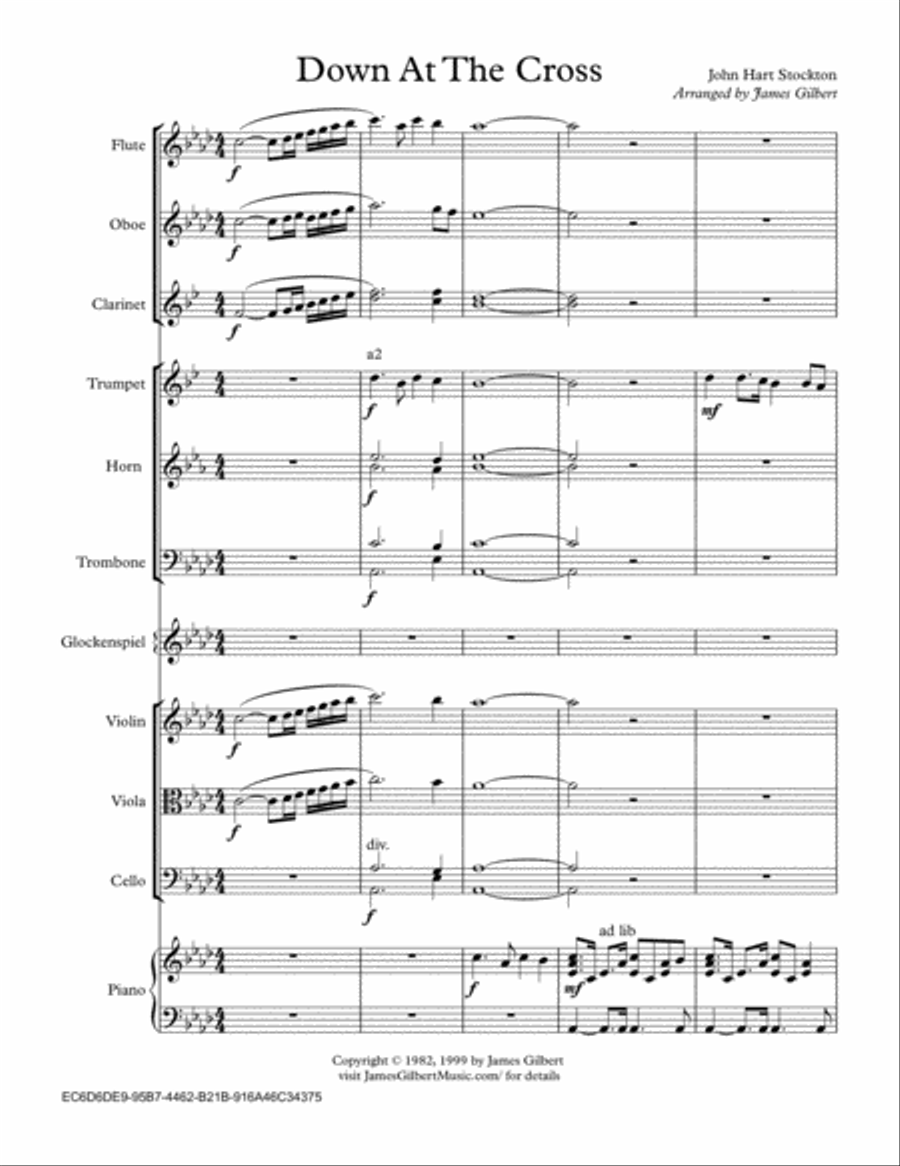 Down At The Cross Full Orchestra scores gallery preview page 1