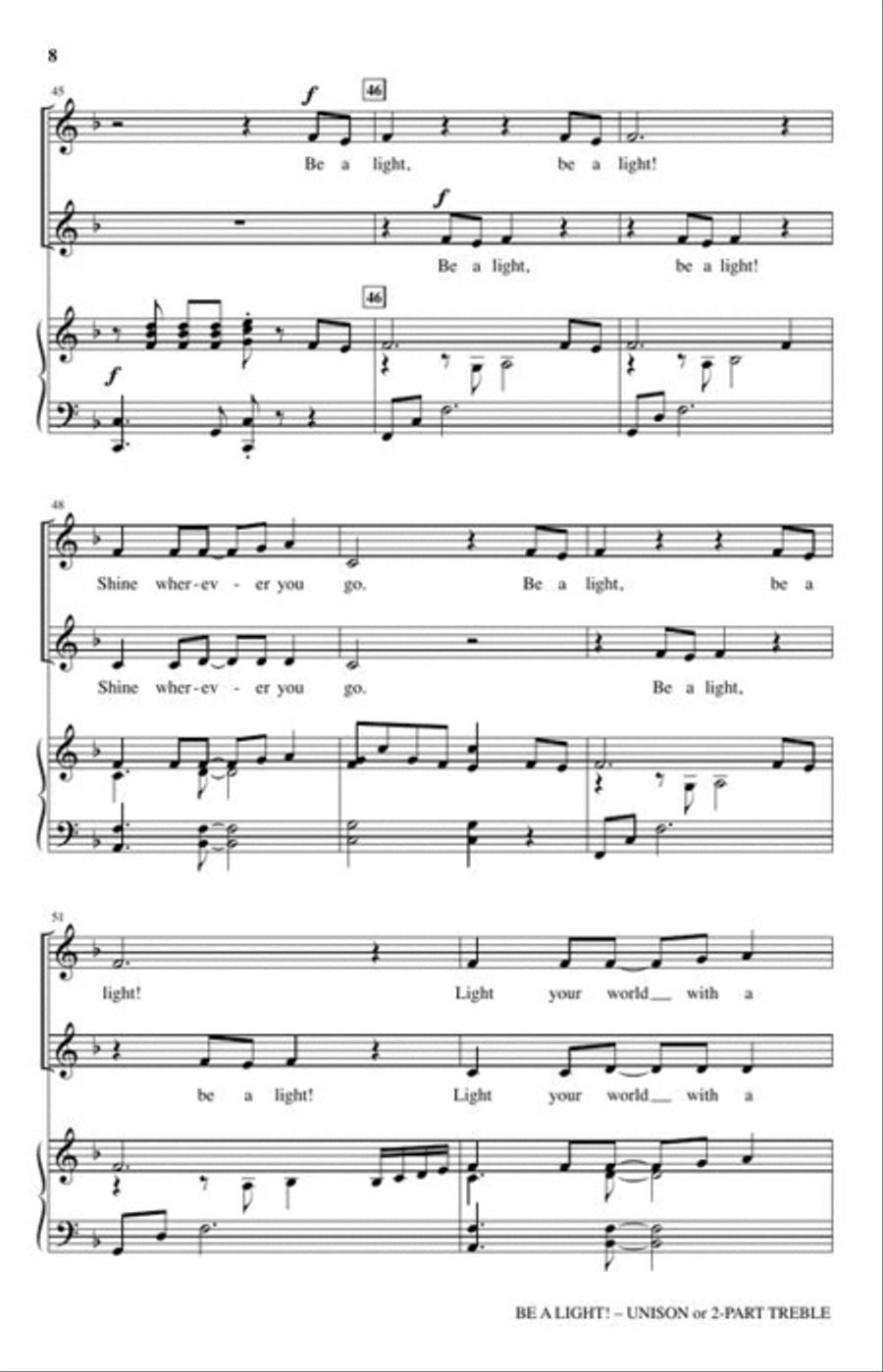 Be a Light! Be a Light! Unison Choir scores gallery preview page 4