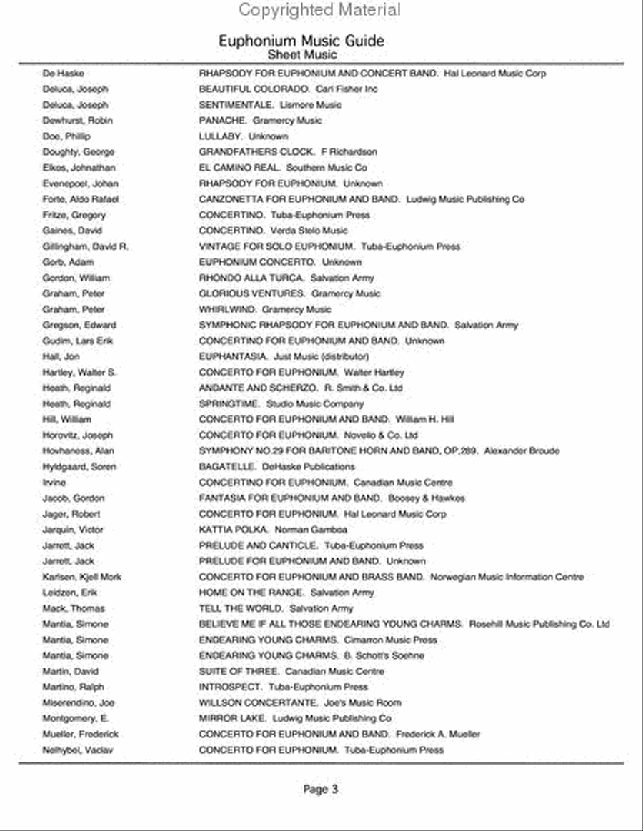 Euphonium Music Guide