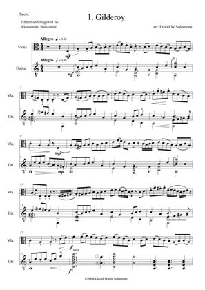 Folk Song Snapshots for Viola and Guitar